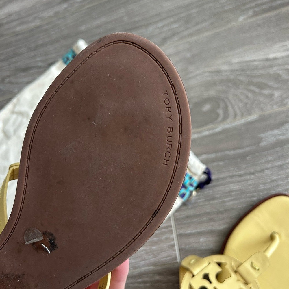 Tory Burch Miller Welt Sandals Banana Yellow Leather Size 7 - Picture 6 of 8